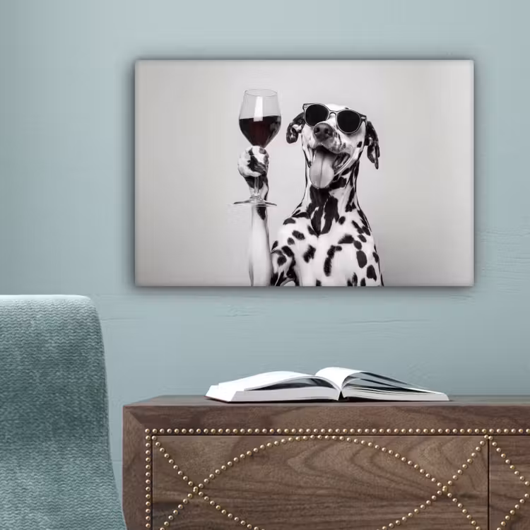 Zonnebril - Dalmatiër - Wijnglas - Tong canvas 2cm klein -sfeer4