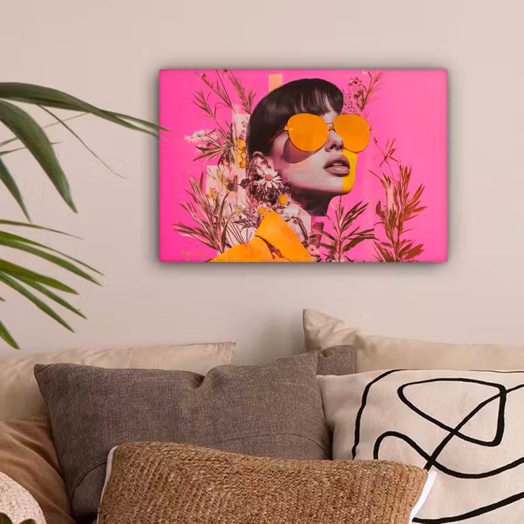Zonnebril - Oranje - Vrouw - Planten canvas 2cm klein -sfeer1