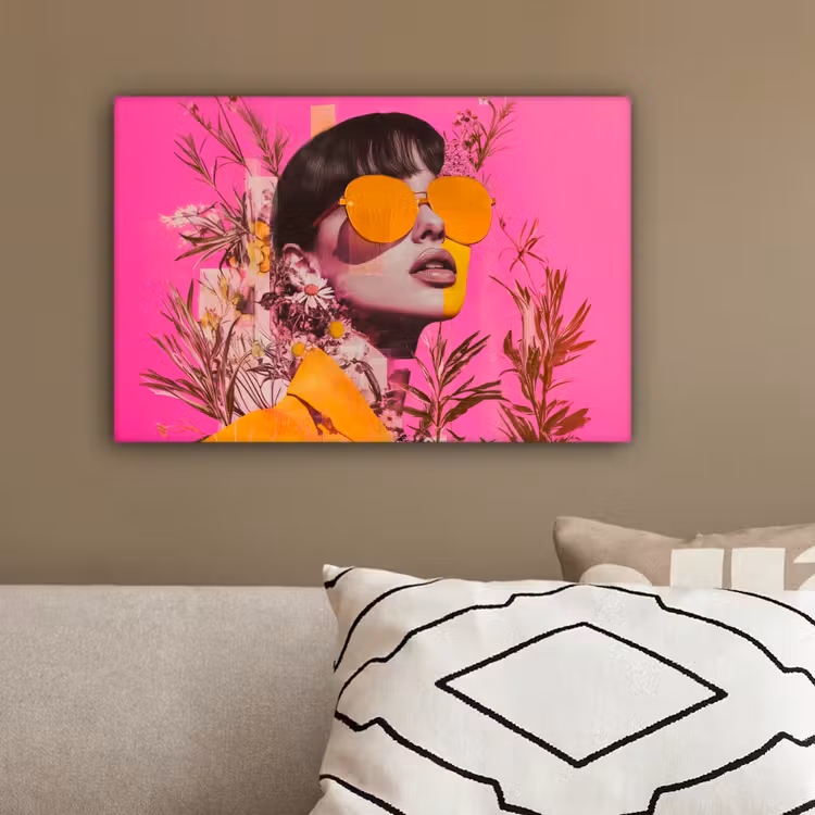 Zonnebril - Oranje - Vrouw - Planten canvas 2cm klein -sfeer3