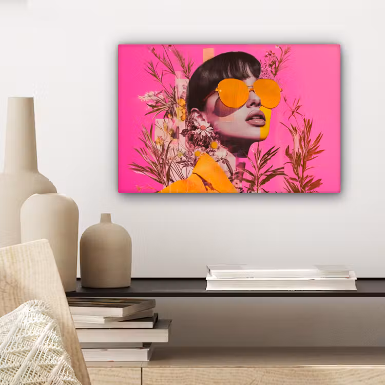 Zonnebril - Oranje - Vrouw - Planten canvas 2cm klein -sfeer6