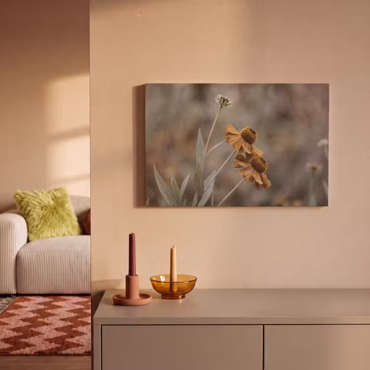 Zonnehoed - Droogbloemen - Geel - Warm canvas 2cm klein -sfeer1