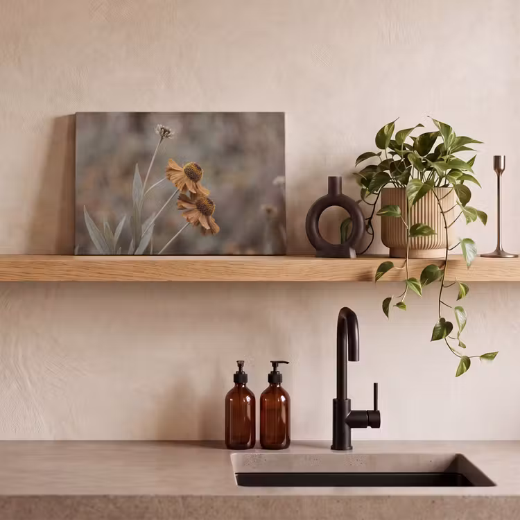 Zonnehoed - Droogbloemen - Geel - Warm canvas 2cm klein -sfeer3