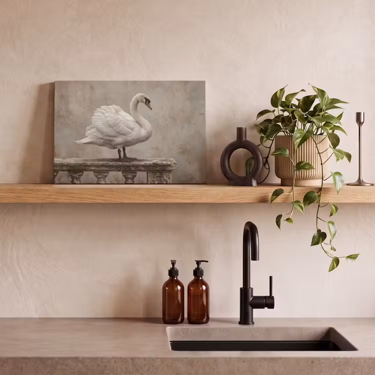 Zwaan - Elegant - Dieren - Wit canvas 2cm klein -sfeer3