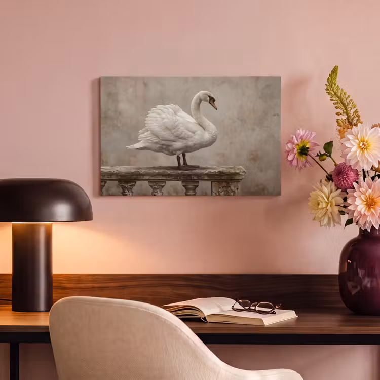 Zwaan - Elegant - Dieren - Wit canvas 2cm klein -sfeer4