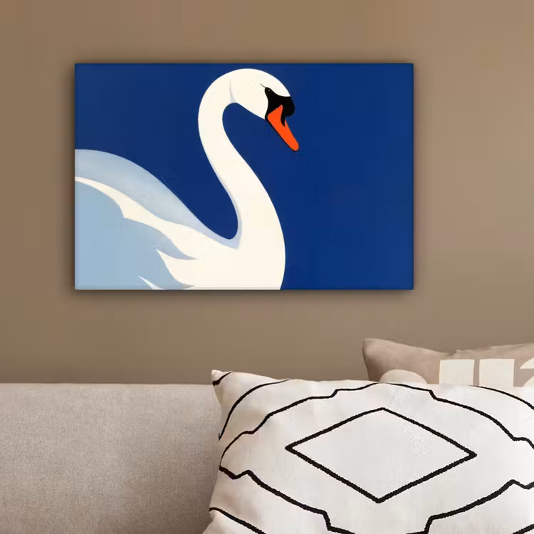 Zwaan - Wit - Snavel - Illustratie canvas 2cm klein -sfeer3