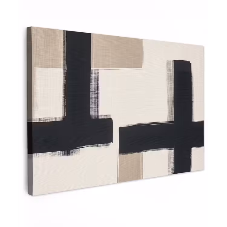 Zwart - Abstract - Japandi canvas 2cm klein -z3d