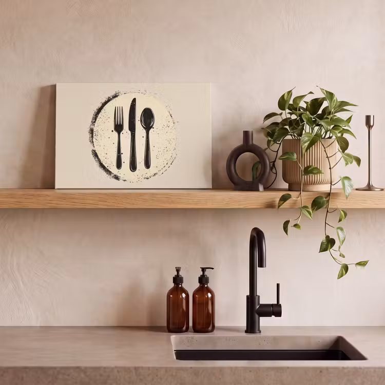 Zwart - Bestek - Rondje canvas 2cm klein -sfeer3