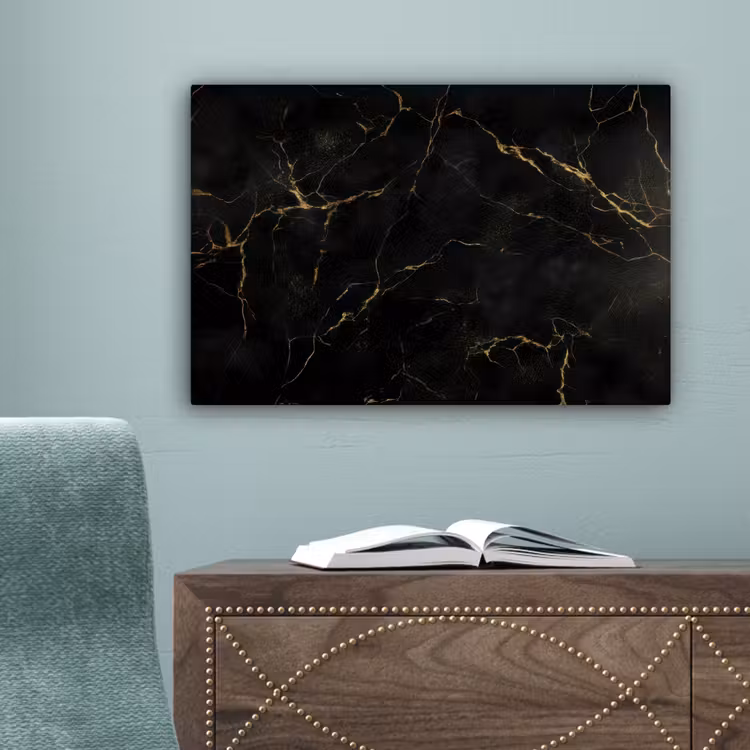 Zwart marmer - Gouden aders - Klassiek canvas 2cm klein -sfeer4