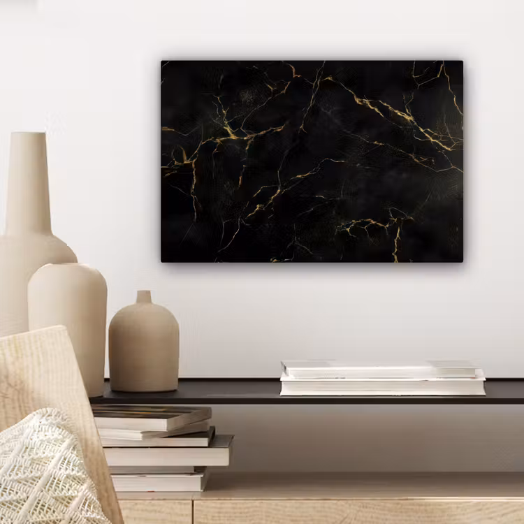 Zwart marmer - Gouden aders - Klassiek canvas 2cm klein -sfeer6