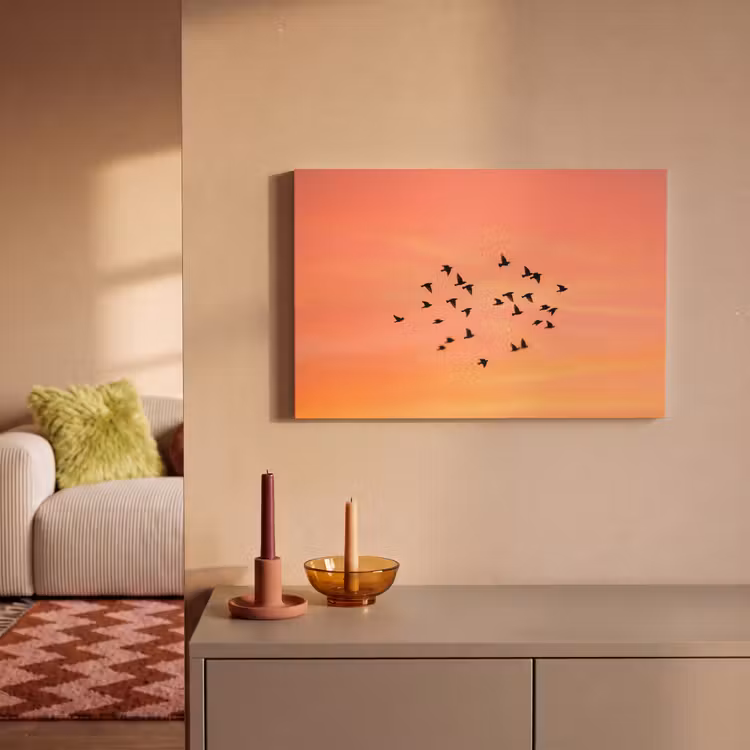 Zwerm - Vogels - Oranje canvas 2cm klein -sfeer1