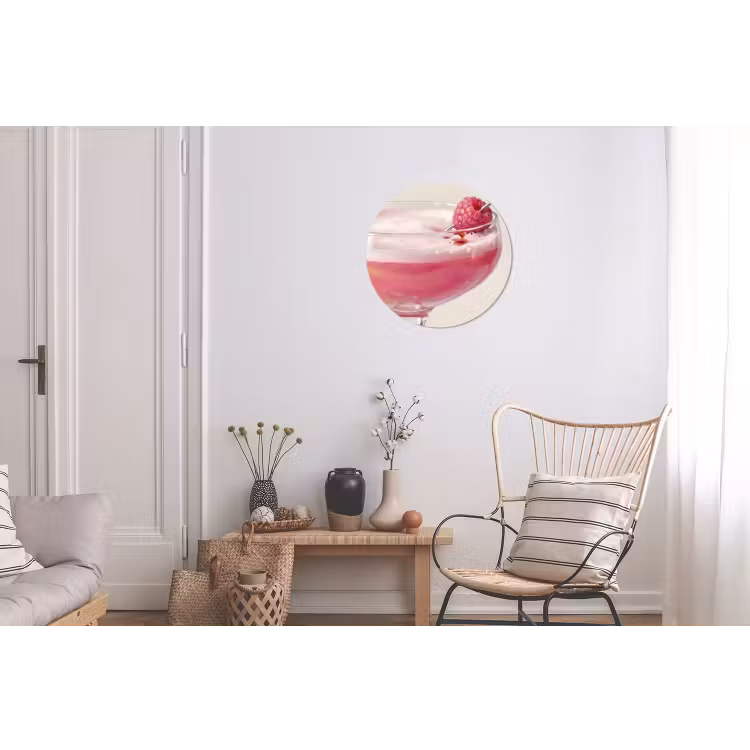 Cocktail - Framboos - Drank - Modern - Roze Wandcirkel aluminium klein -woonkamer
