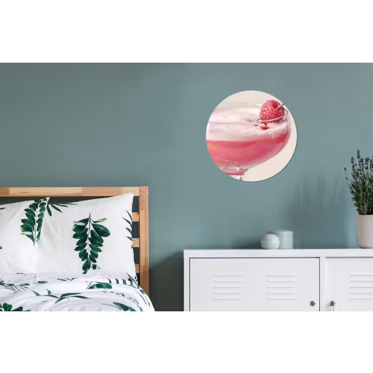 Cocktail - Framboos - Drank - Modern - Roze Wandcirkel aluminium klein -slaapkamer