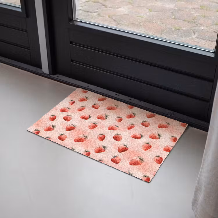 Aardbei - Patroon - Roze Deurmat klein 898 -sfeer2