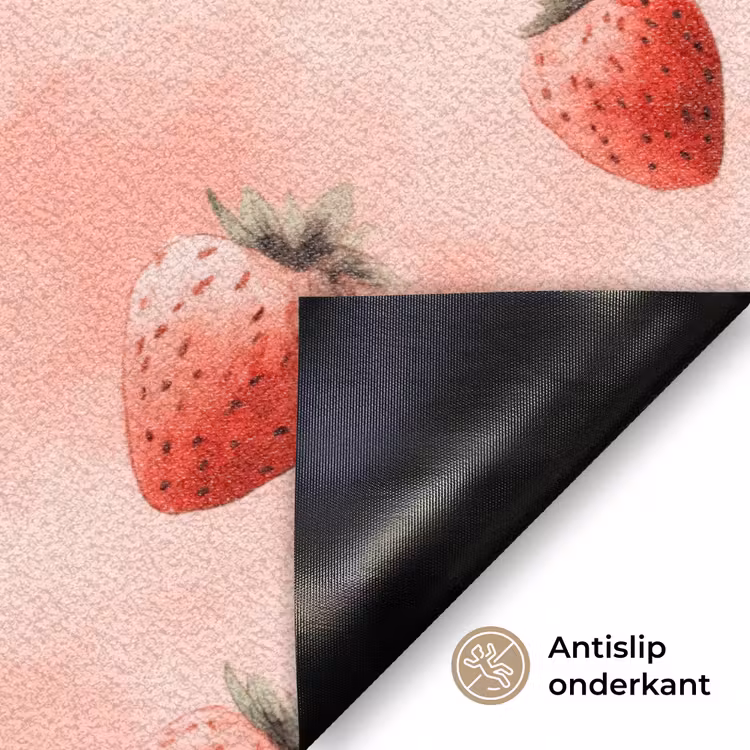 Aardbei - Patroon - Roze Deurmat klein 898 -antislip_NL