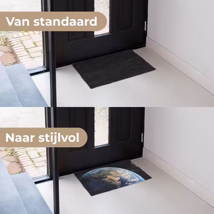 Aarde - Ruimte - Blauw - Groen Deurmat klein -voor-na_NL