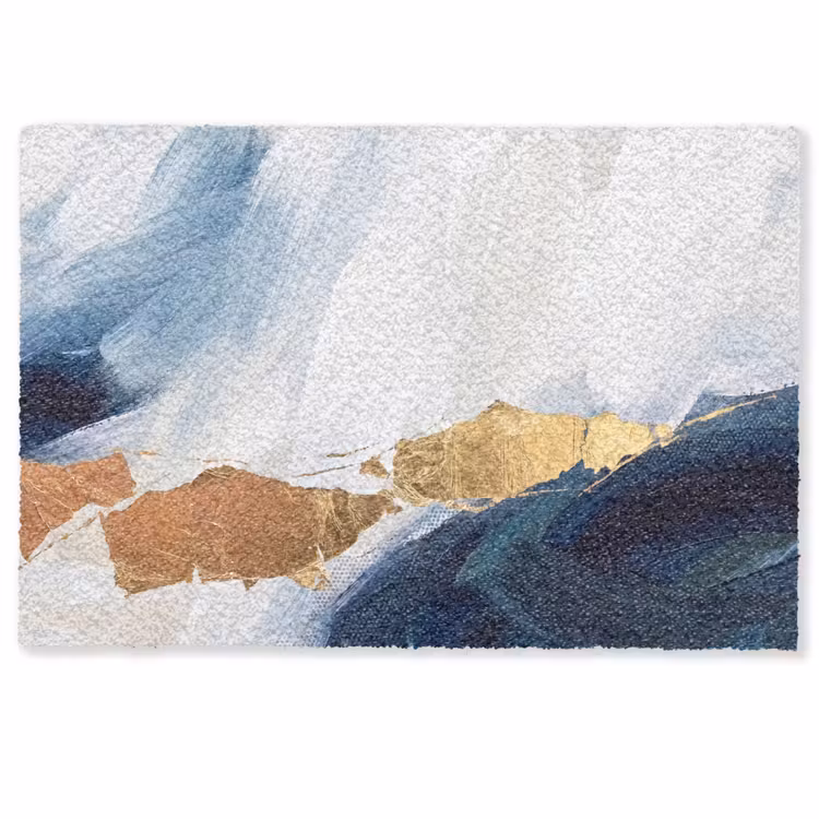 Abstract - Acryl - Blauw - Goud - Elegant Deurmat klein -zkaufland3d