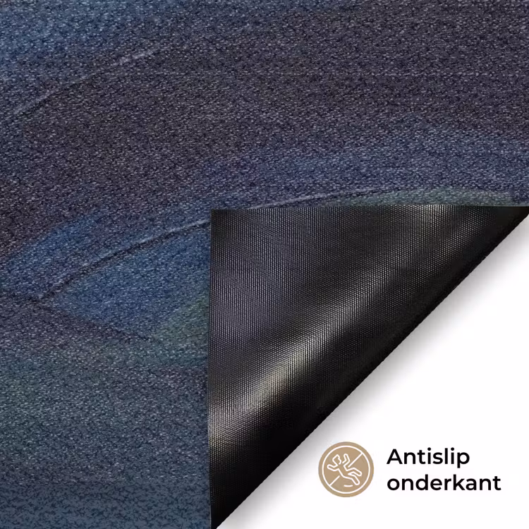 Abstract - Acryl - Blauw - Goud - Elegant Deurmat klein -antislip_NL