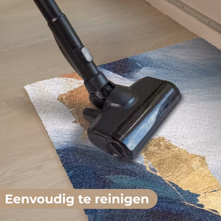 Abstract - Acryl - Blauw - Goud - Elegant Deurmat klein -reinigen_NL