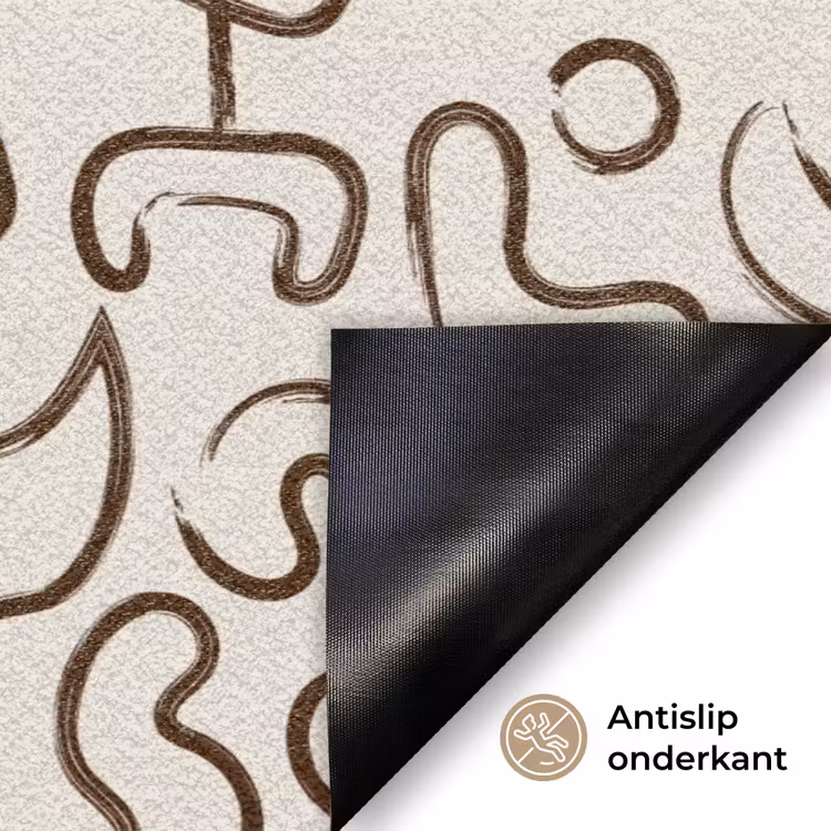 Abstract - Beige - Patroon - Donkerbruin Deurmat klein 898 -antislip_NL