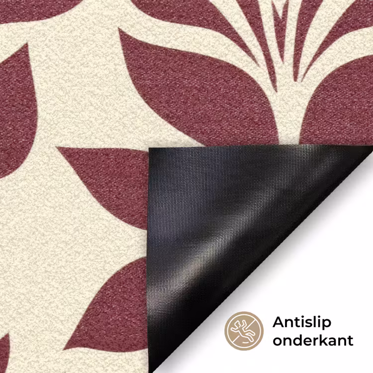 Abstract - Bladeren - Burgundy Deurmat klein 898 -antislip_NL