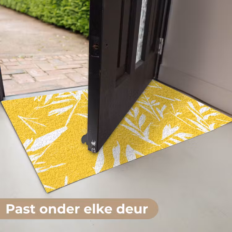 Abstract - Bladeren - Geel - Penseelstreken Deurmat klein -USP_NL