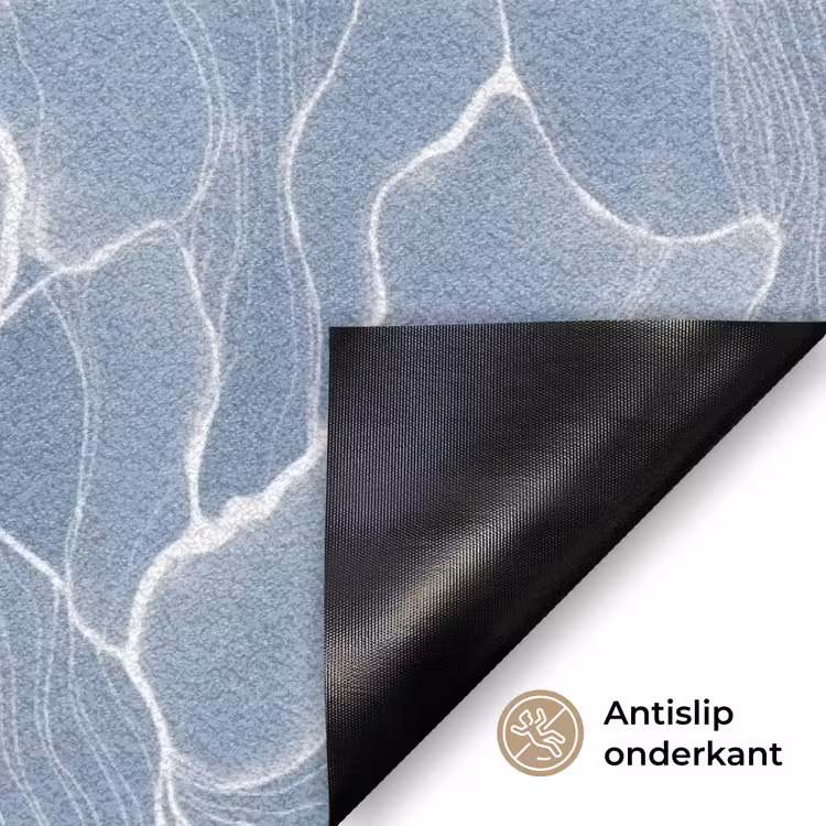 Abstract - Blauw - Bladeren Deurmat klein -antislip_NL