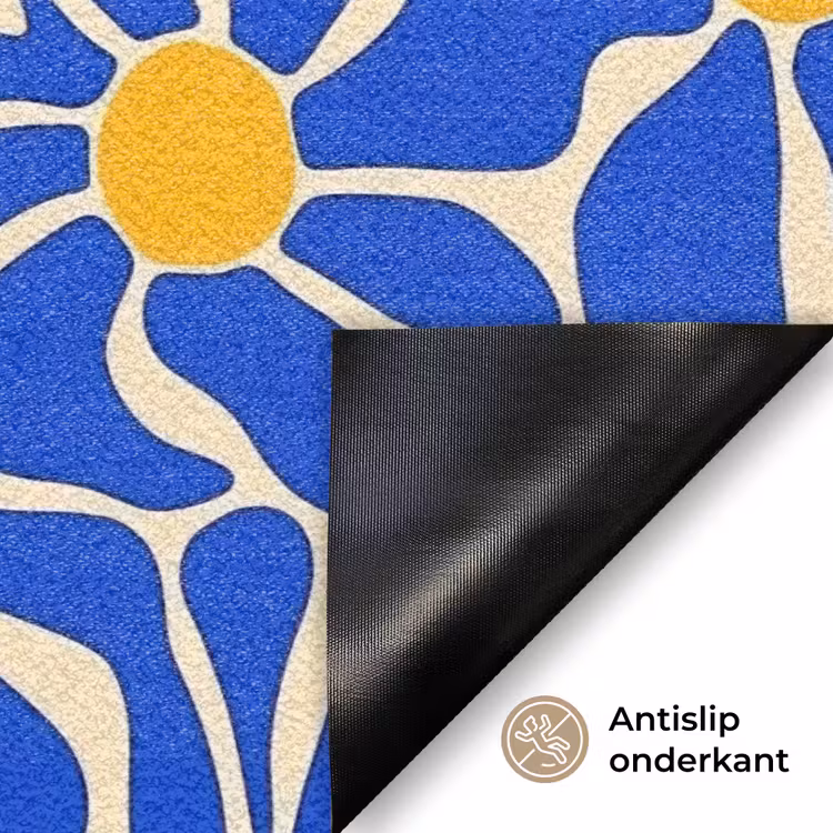 Abstract - Bloem - Blauw Deurmat klein 898 -antislip_NL