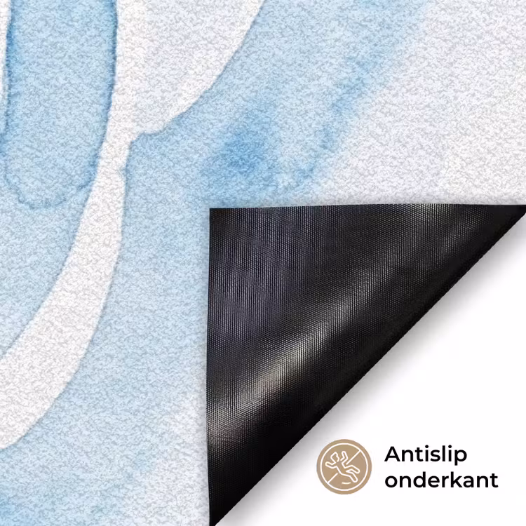 Abstract - Bloemvorm - Aquarel - Roze - Blauw Deurmat klein -antislip_NL