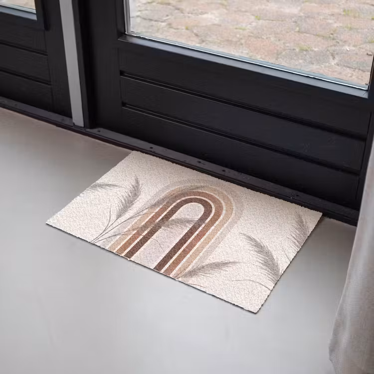 Abstract - Bogen - Plant - Boho - Beige Deurmat klein -sfeer2