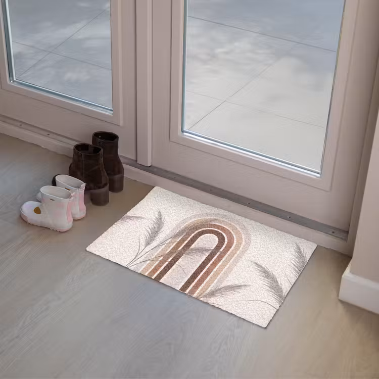 Abstract - Bogen - Plant - Boho - Beige Deurmat klein -sfeer3
