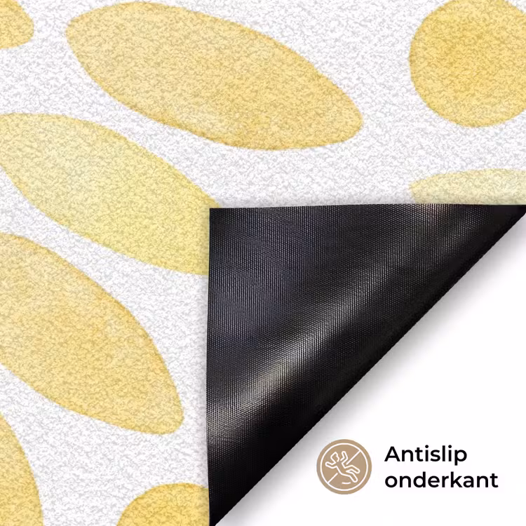 Abstract - Geometrisch - Stralend - Geel Deurmat klein -antislip_NL