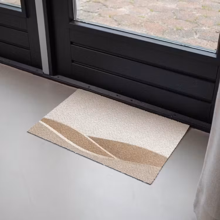Abstract - Golven - Modern - Beige Deurmat klein -sfeer2