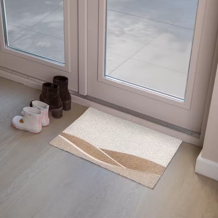 Abstract - Golven - Modern - Beige Deurmat klein -sfeer3