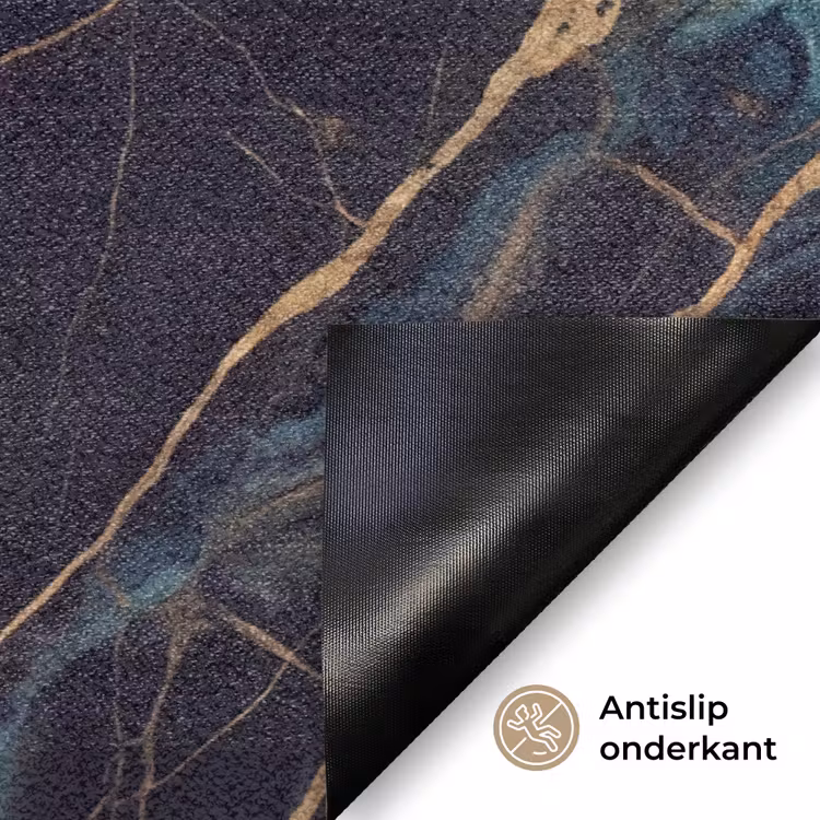 Abstract - Gouden lijnen - Kunst - Modern - Zwart Deurmat klein -antislip_NL