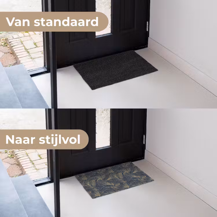 Abstract - Lijnen - Blauw - Goud Deurmat klein 898 -voor-na_NL