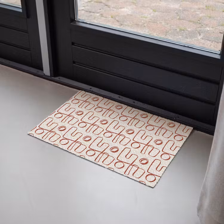 Abstract - Patroon - Beige - Rood Deurmat klein 898 -sfeer2
