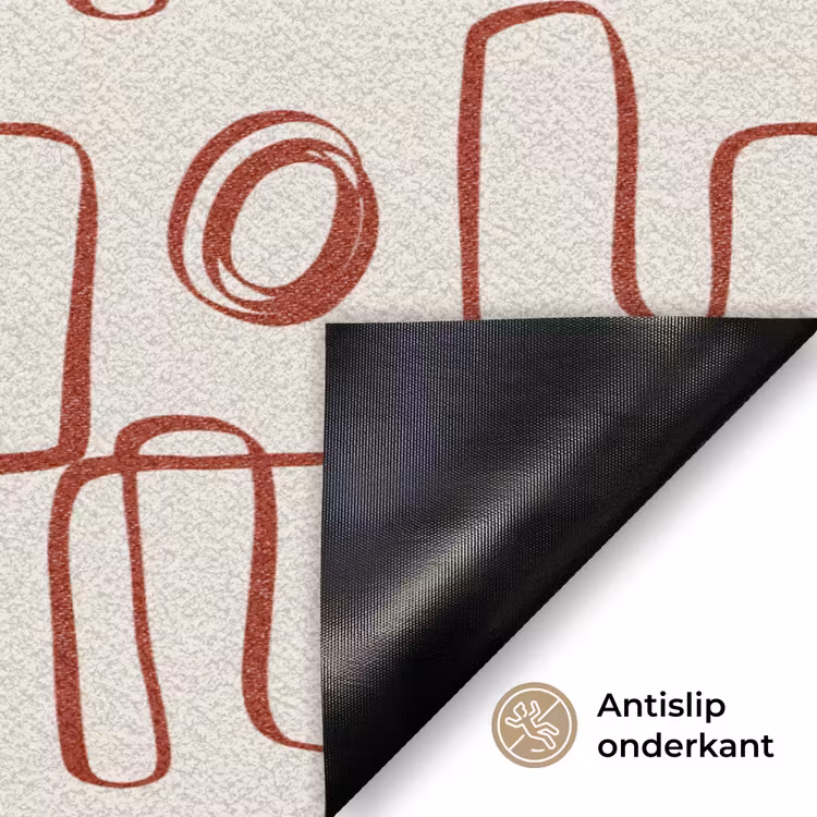 Abstract - Patroon - Beige - Rood Deurmat klein 898 -antislip_NL