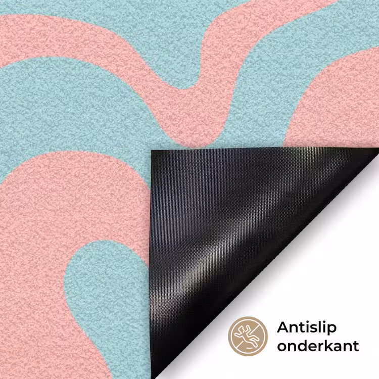 Abstract - Patroon - Blauw - Roze - Kleurrijk Deurmat klein -antislip_NL