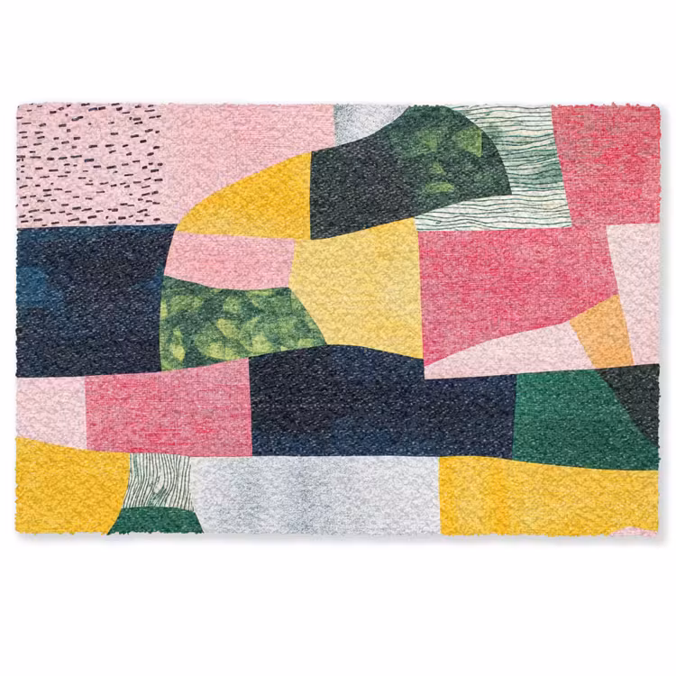 Abstract - Roze - Lappen - Vormen - Geel Deurmat klein -zkaufland3d