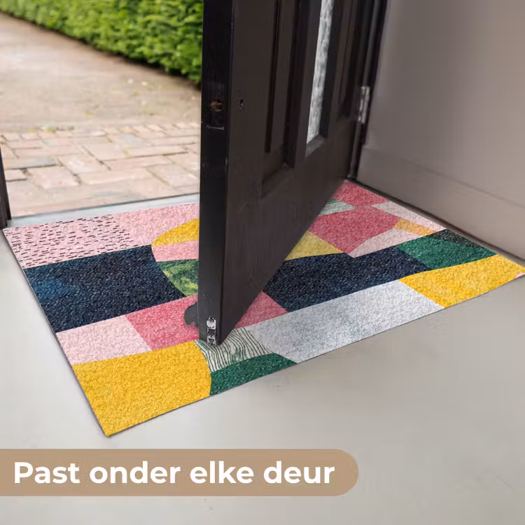 Abstract - Roze - Lappen - Vormen - Geel Deurmat klein -USP_NL