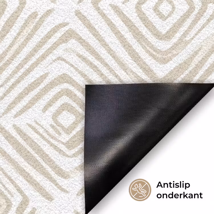 Abstract - Ruit - Beige Deurmat klein 898 -antislip_NL