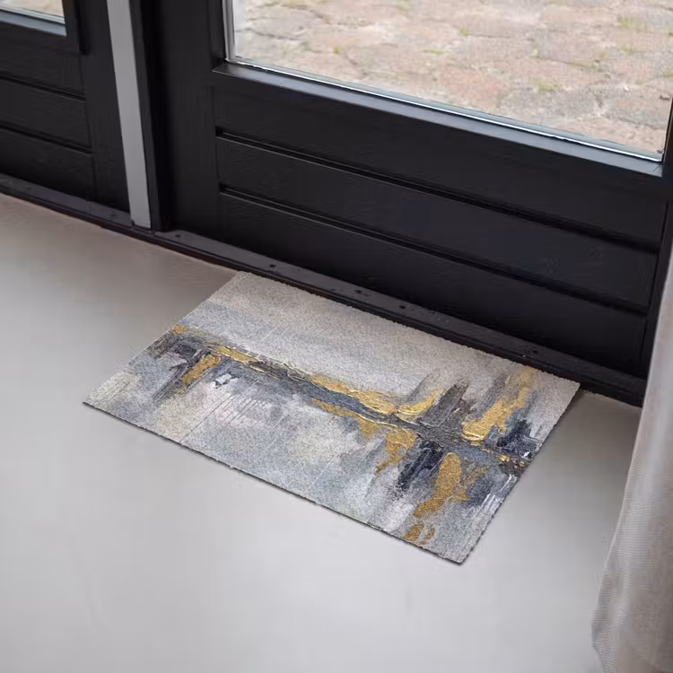 Abstract - Structuur - Goud - Grijs - Modern Deurmat klein -sfeer2