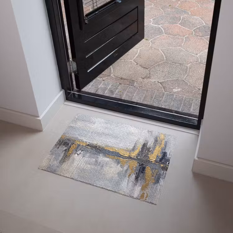 Abstract - Structuur - Goud - Grijs - Modern Deurmat klein -sfeer5