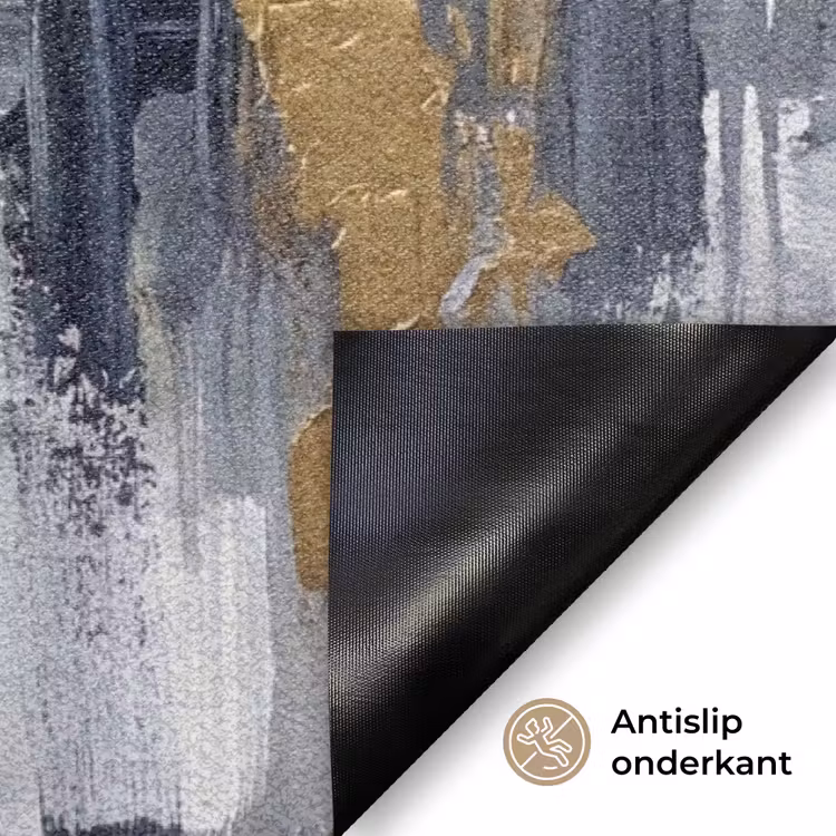 Abstract - Structuur - Goud - Grijs - Modern Deurmat klein -antislip_NL