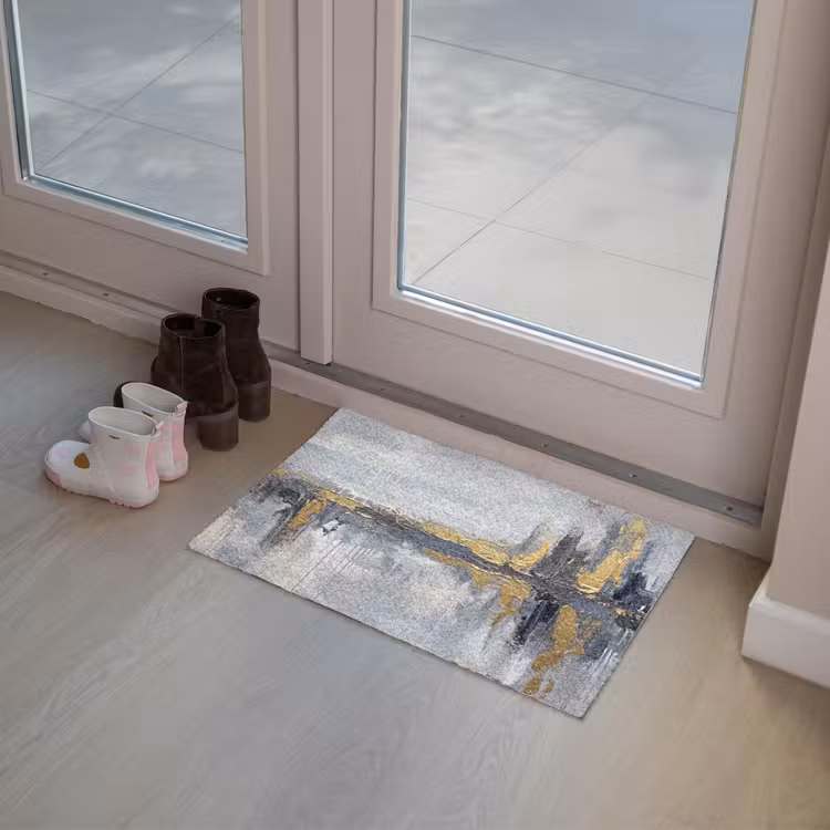 Abstract - Structuur - Goud - Grijs - Modern Deurmat klein -sfeer3