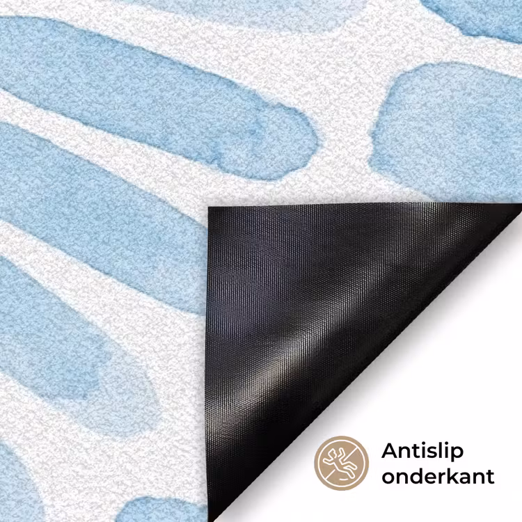 Abstract - Vormen - Kunst - Aquarel - Blauw Deurmat klein -antislip_NL