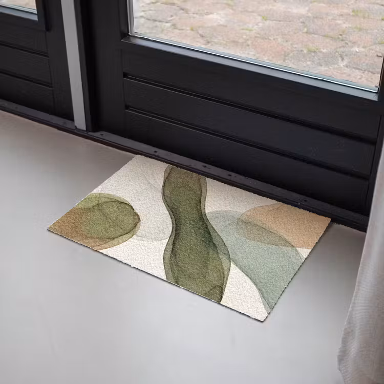 Abstract - Vormen - Modern - Kunst - Groen - Bruin Deurmat klein -sfeer2