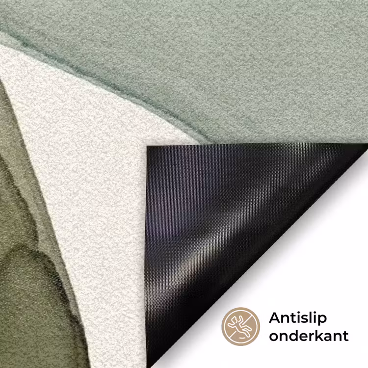 Abstract - Vormen - Modern - Kunst - Groen - Bruin Deurmat klein -antislip_NL