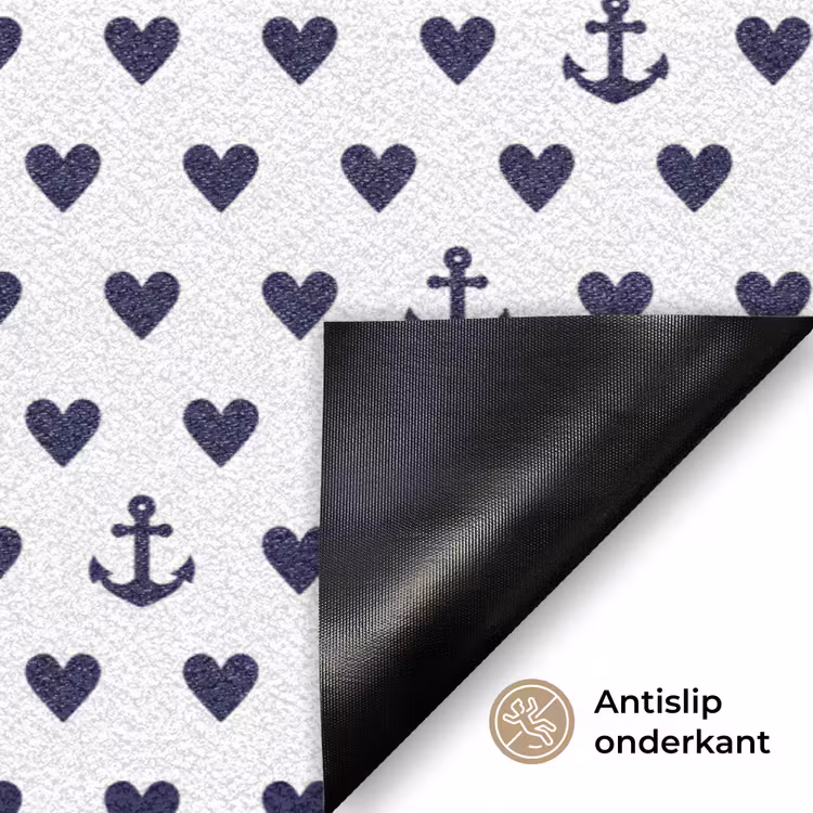 Anker - Hart - Blauw - Wit Deurmat klein 898 -antislip_NL
