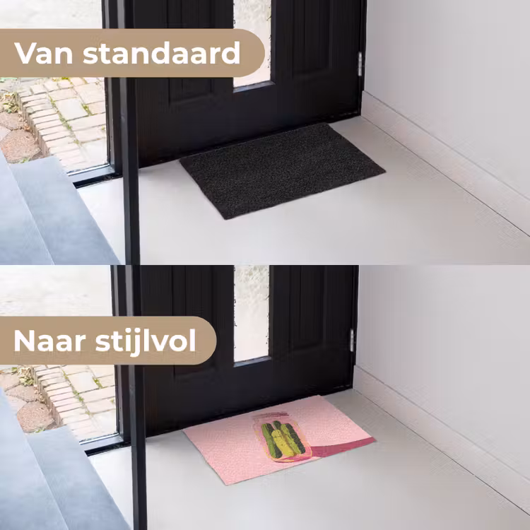 Augurken - Pot - Schaduw - Roze Deurmat klein -voor-na_NL